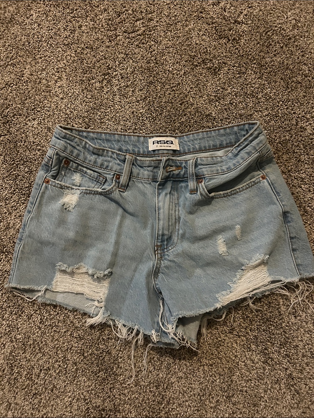 RSQ Light Wash Distressed Denim Cutoff Shorts